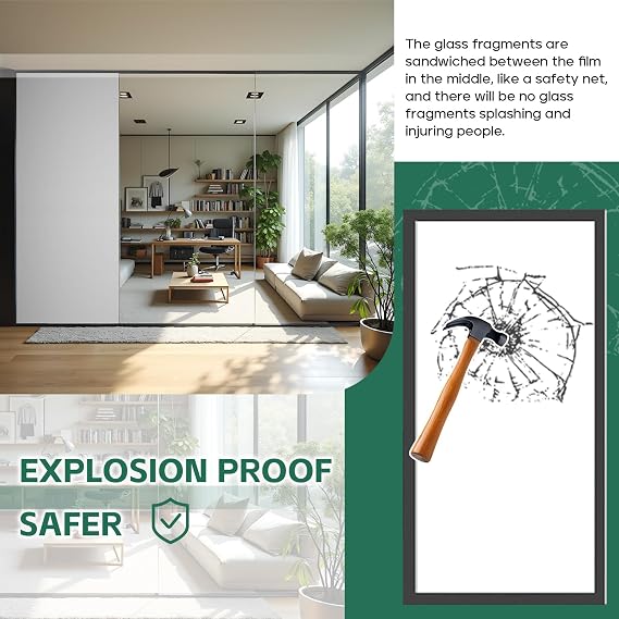 PDLC Switchable Smart Film for Windows, Electric Smart Window Privacy Film, Clear-to-Opaque Smart Window Glass Film for Home Office Doors Partitions Projection