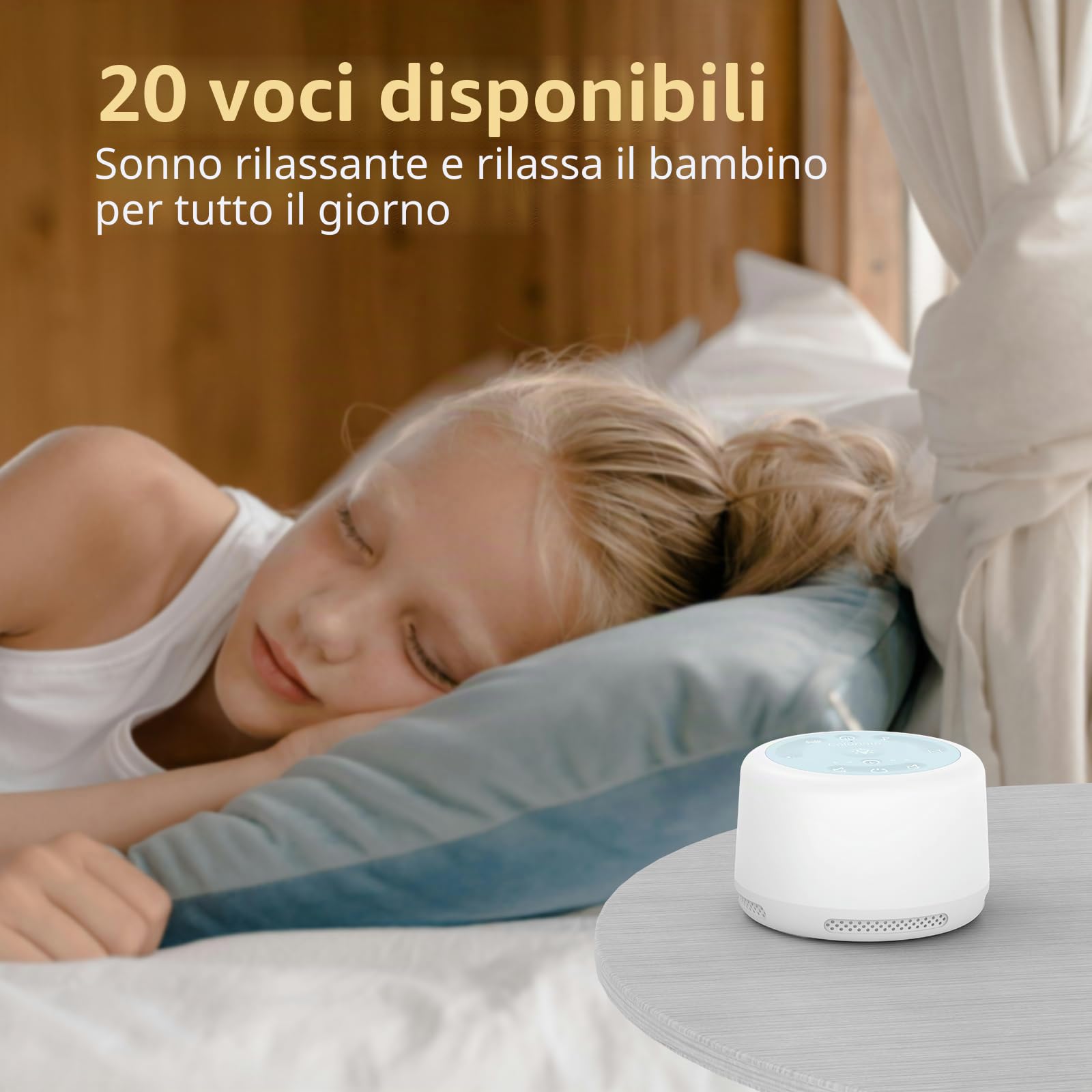 Macchina per il sonno ricaricabile, per bambini, adulti, bambini, con 20 suoni lenitivi e luce notturna con 6 livelli di volume, 3 timer, funzione di memoria per casa, ufficio, viaggi