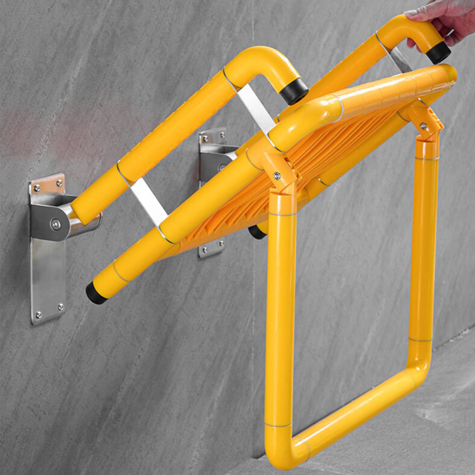 Silla Ducha Plegable,Asiento Ducha Plegable Pared Montada con Reposabrazos,Silla Abatible Ducha Montado en la Pared,Silla Antideslizante Plegable Cuarto Baño para Discapacitado 150 kg