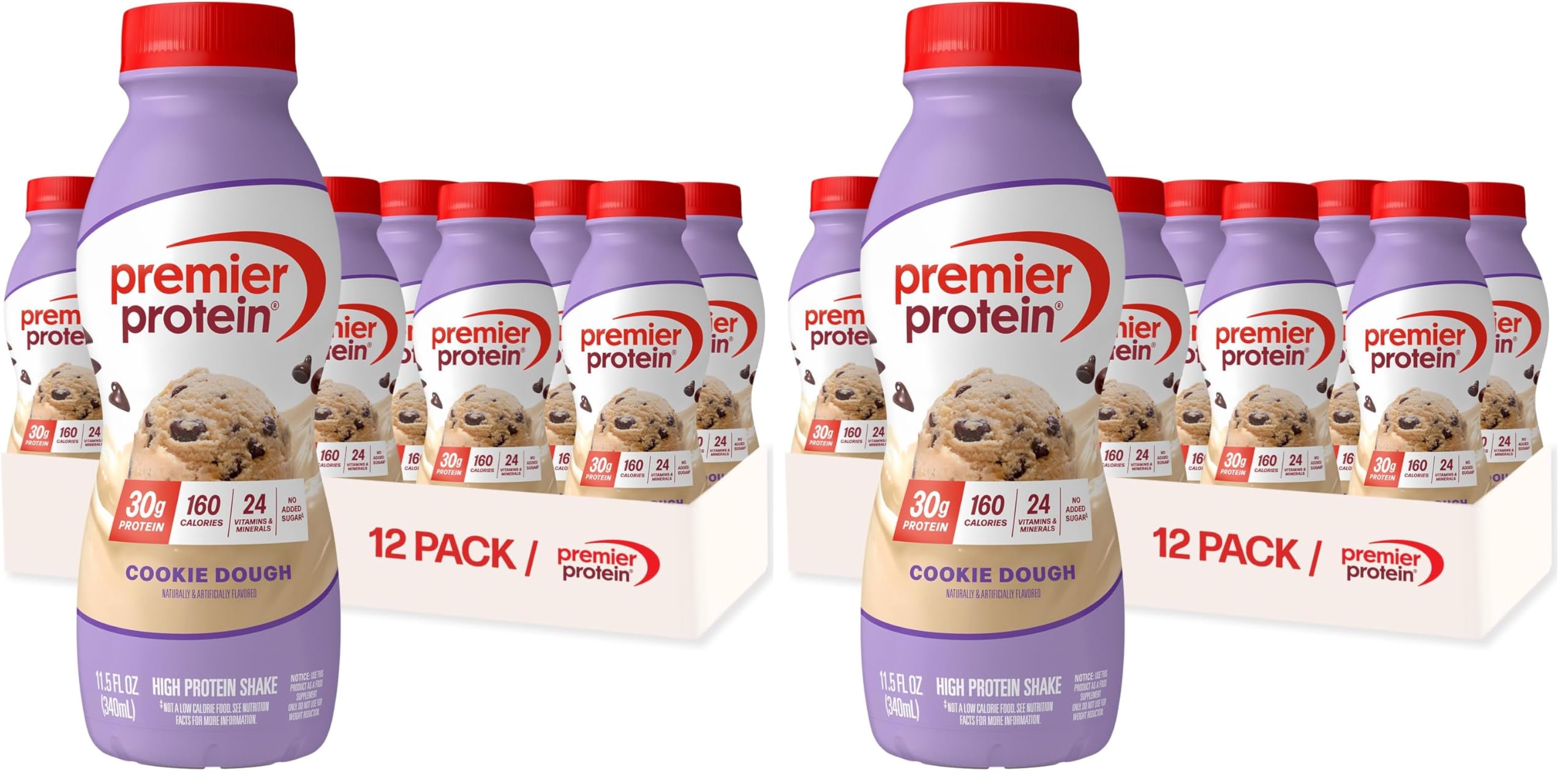 Premier Protein Shake, Cookie Dough, 30g Protein, No Added Sugar, 24 Vitamins & Minerals to Support Immune Health, 11.5 fl oz (24 Pack)