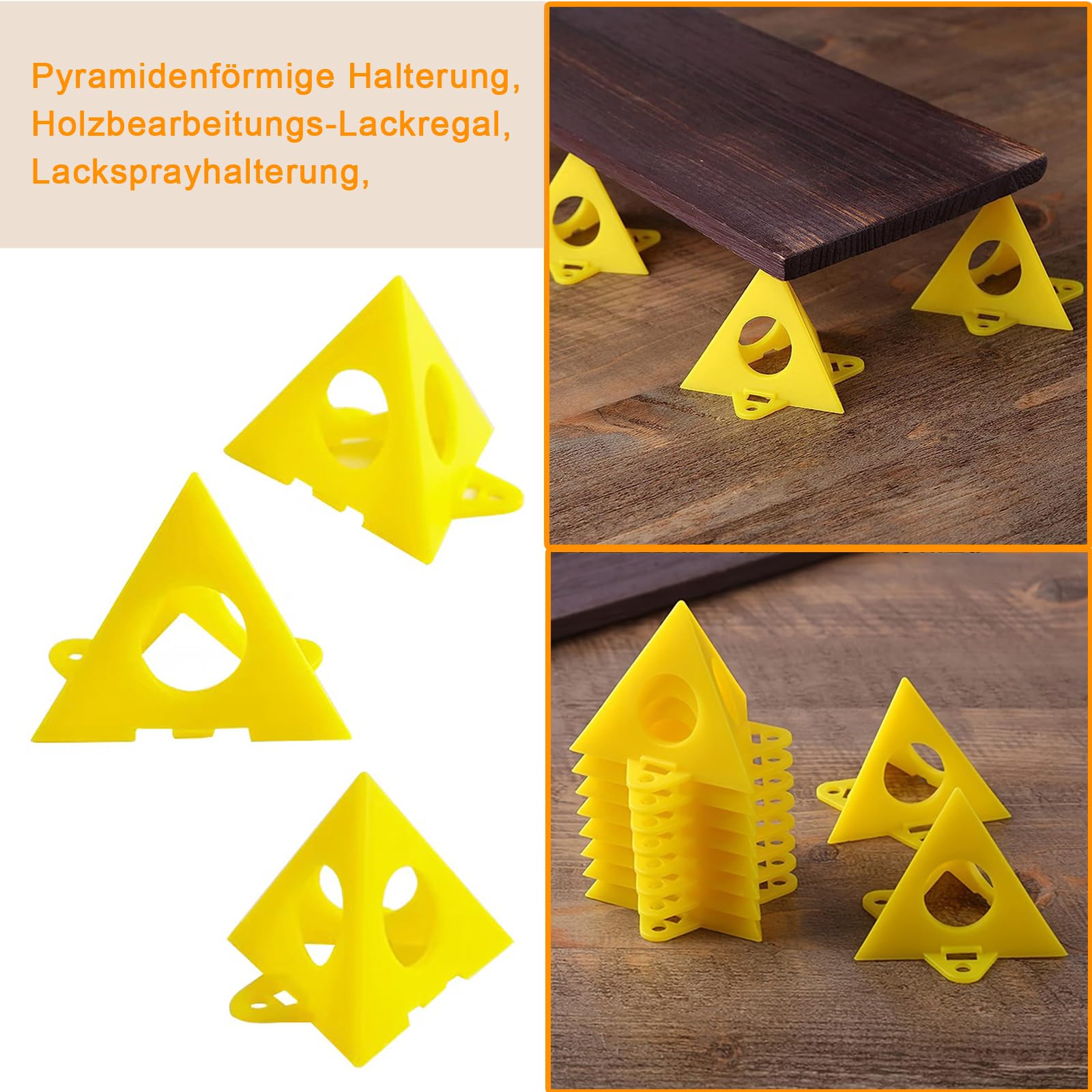 Supporti a Piramide per Pittore 40 Pezzi Giallo Cono Tela Triangolo di Vernice Alzateper Ante Supporto Pittura Perforata Legno Mobili Stand Porta Dell'armadio