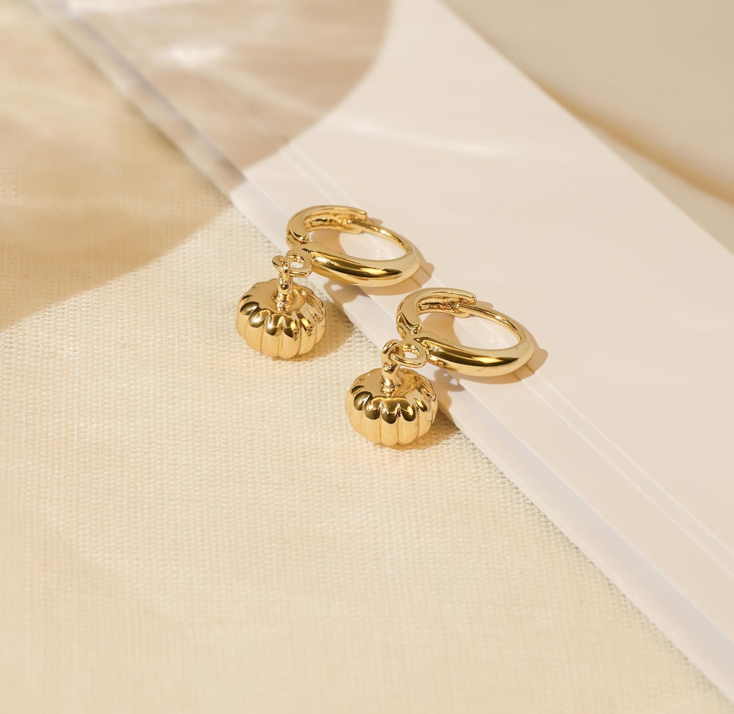 Gold Dangle Drop Huggie Hoop Pendant Earrings with Dainty Small Charms for Women