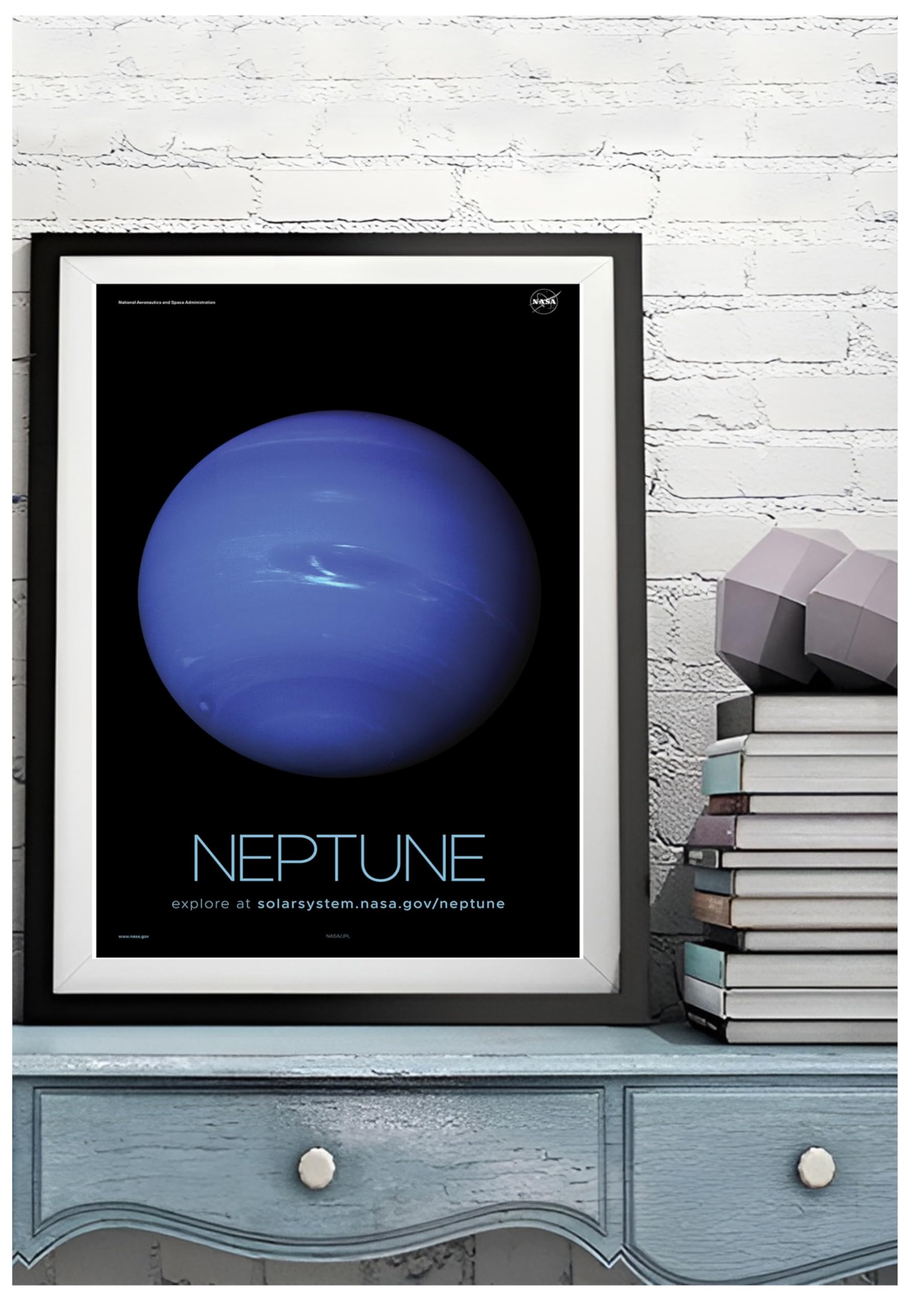BACK TO VINTAGE Neptune - Space Art Poster A4 Format Featuring Starry Sky and Planetary Motifs in Bold Design for Creative Wall Spaces or Space Exploration Enthusiasts