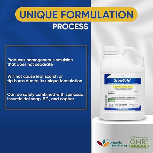 Miniatura 9 de AgroMagen, GrowSafe Bio-Pesticida, Miticida Natural Orgánico, Fungicida e Insecticida, (5) 5.2 Galones)