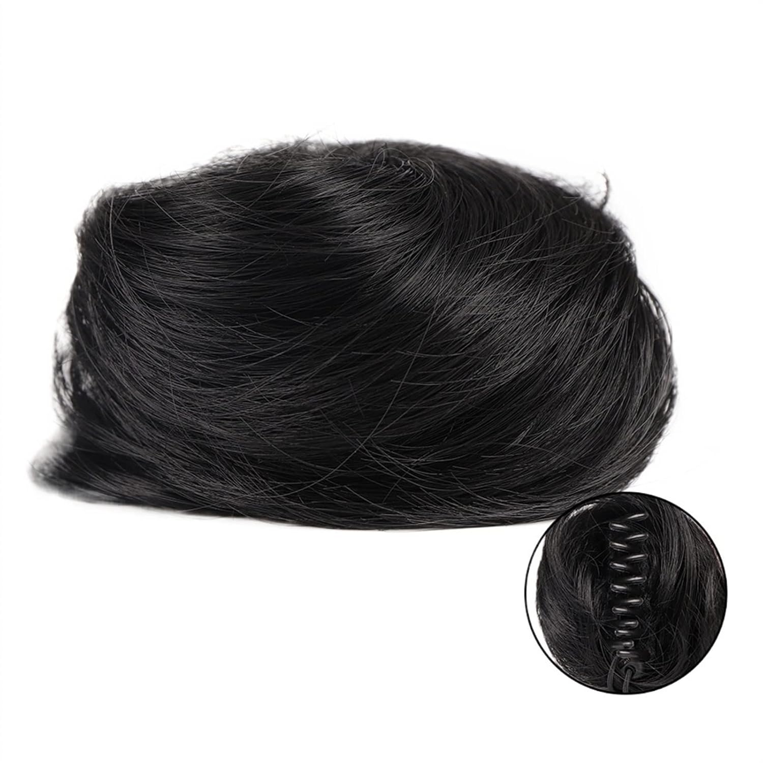 EERINESS Hair Chignon for Women Synthetic Claw Clip Bun Cat Ears Hair Donut Bun Claw Clip Messy Hair Bun Mini Hair Extensions Women Hair Accessories Messy Bun Hair Piece (Color : 1B)