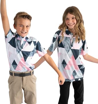 Yatta Youth Polo Just Beachy Golf Polo - Unisex Small Athletic Fit, Wrinkle Resistant, Moisture Wicking, 4-Way Stretch