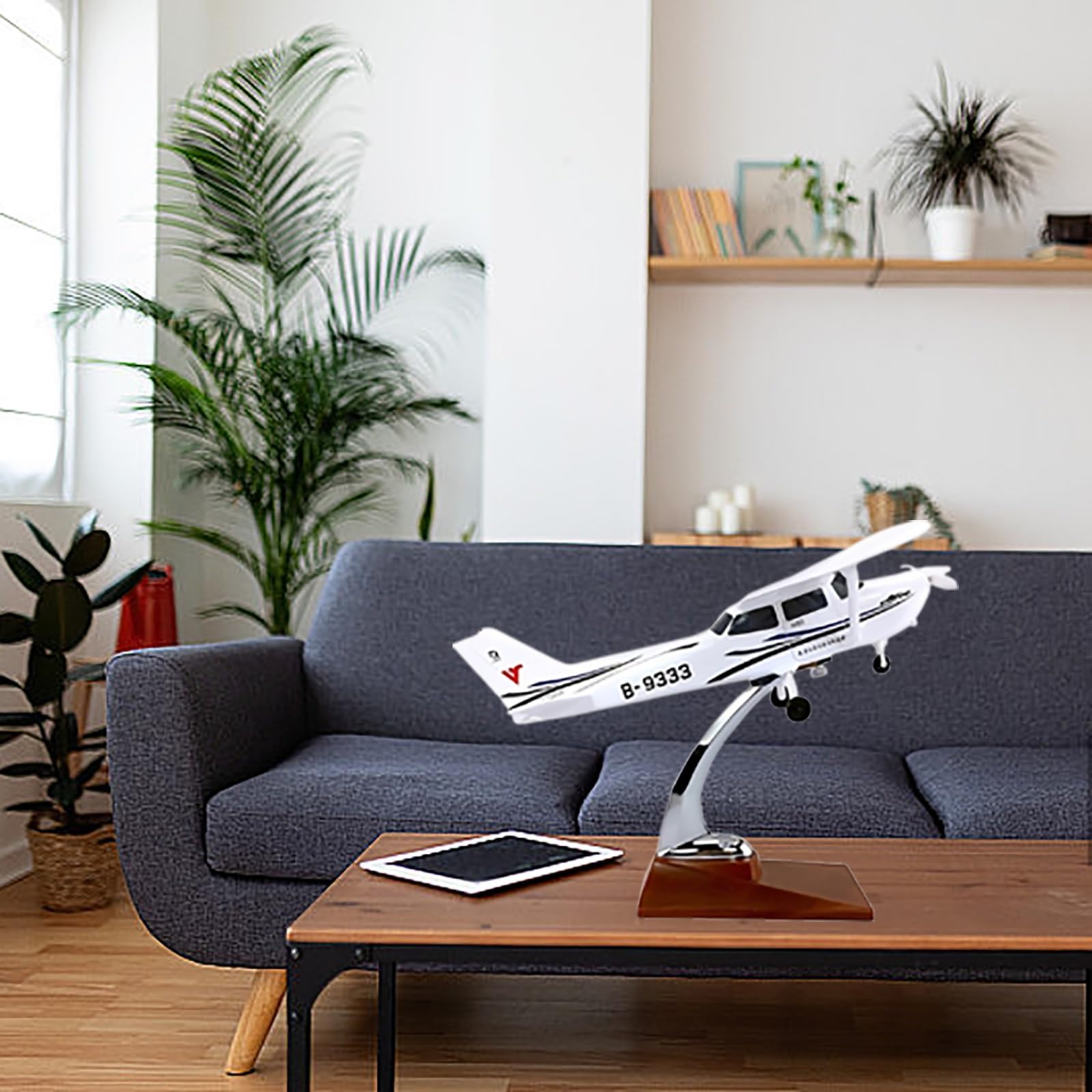 Modello aereo statico Cessna 172 in scala 1:30 lega resina con supporto espositivo staccabili ruote espositore tavolo collezione for adulti appassionati aviazione