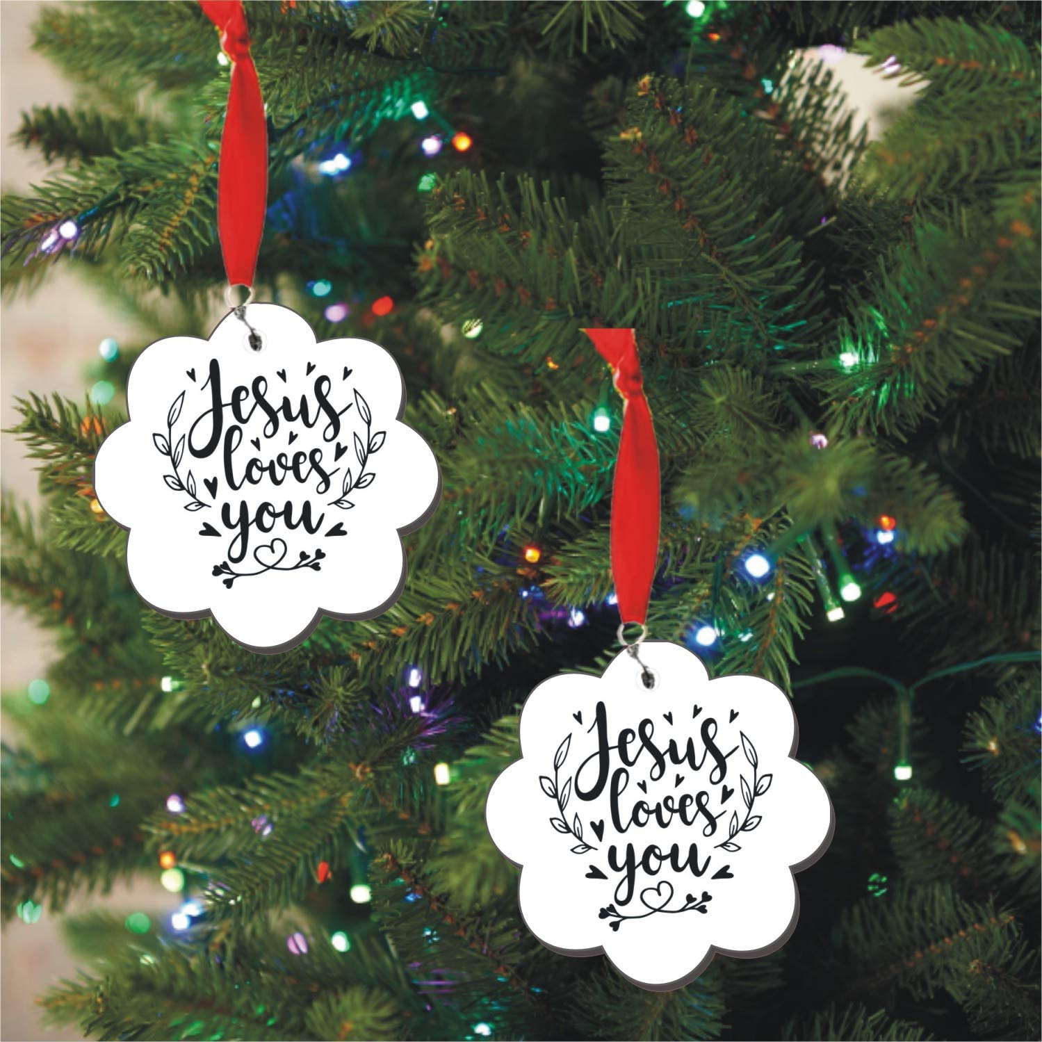 Christmas Tree Decoration for Home Creative Gift Tree Ornament Kit Hanging Accessories for Home Indoor Outdoor Decor – 2 Piece, White
