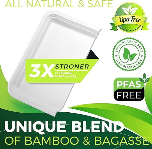 Miniatura 10 de Paquete de 50 bandejas rectangulares desechables de 14 pulgadas, platos de papel compostables extra grandes para servir cangrejos, langostas,