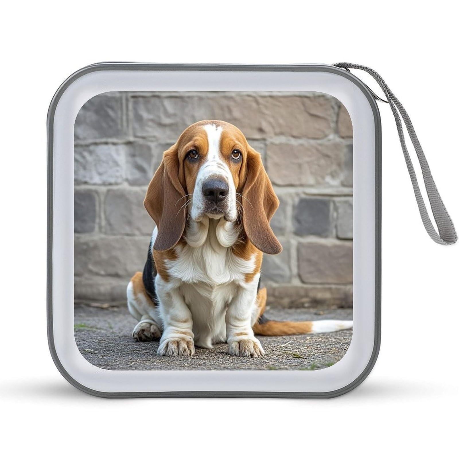 LZQPOEAS Basset Hound CD Case DVD Case Holder Wallet 40 Capacity Hard Plastic CD/DVD Portable Storage Binder Zipper DVD Disc Cases CD Storage Organizer Holder for Car Home Office