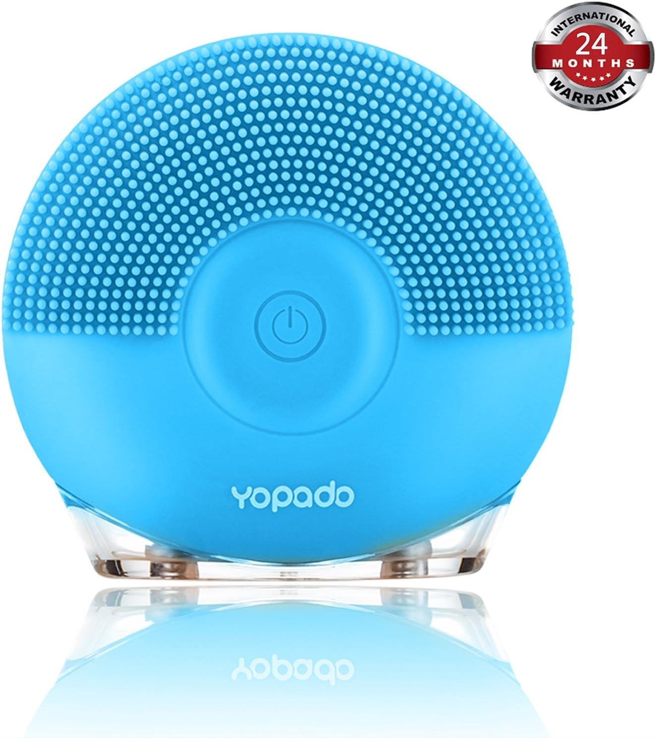 Facial Cleansing Brush Silicone face Cleanser & Massager Sonic Electric exfoliating face brush IPX7 waterproof skin cleaning tool (Blue)