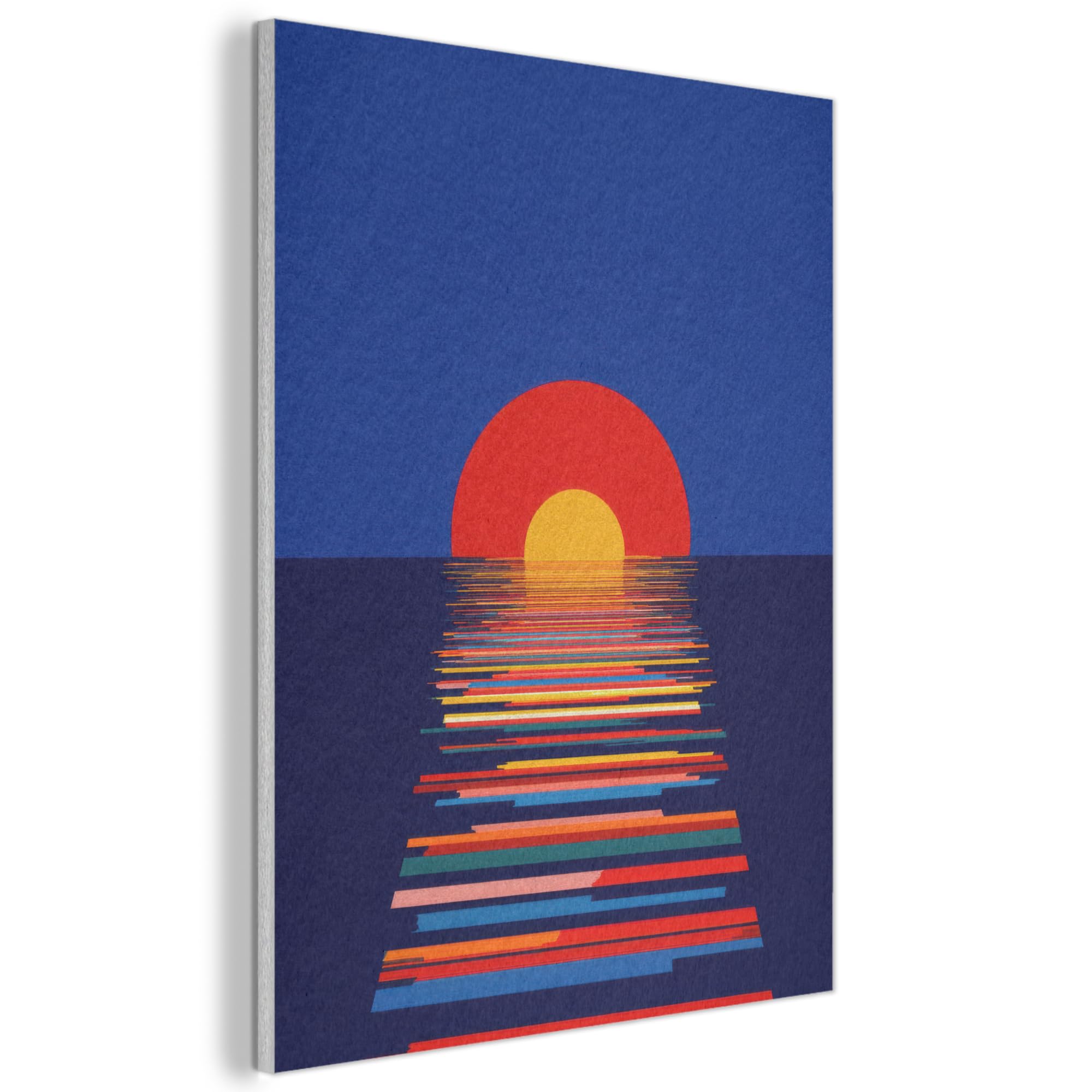 MuchoWow© Felt Panel 50x70 cm Room Style Piece Wallfillers Visual Display Decoration Wall Art Sunset - Water - Reflection - Retro