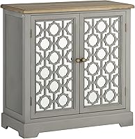 Vista 1 de HOMCOM Aparador de estilo granja, gabinete de almacenamiento de cocina, armario de acento con puertas de vidrio dobles y encimera de madera maciza