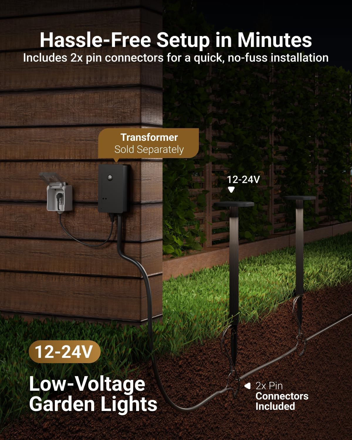 Sunco 6 Pack Garden Pathway Light, LED Outdoor Lights for Patio Landscape Path Lighting, 200W, 4W, Selectable CCT 3000K/4000K/5000K, Wet Rated, Non-Dimmable ETL