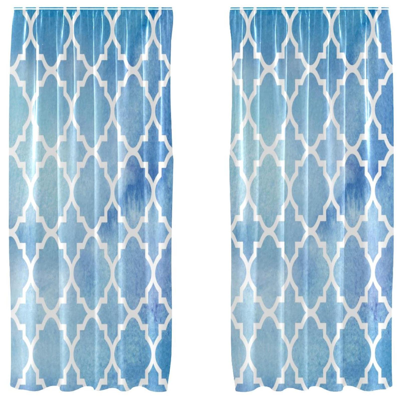 Cortinas geométricas de mosaico juego de 2 paneles ligeros 55x84 pulgadas para salón y dormitorio