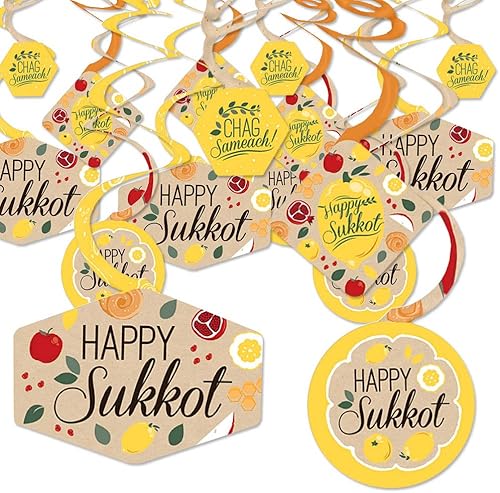 Big Dot of Happiness Sukkot - Decoración colgante judía de Sukkah - Remolinos de decoración de fiesta - Juego de 40