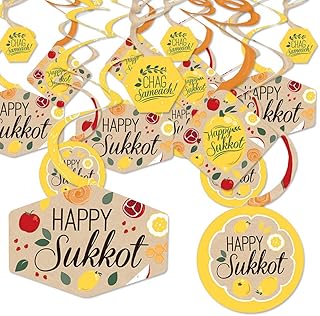 Big Dot of Happiness Sukkot - Sukkah Jewish Holiday Hanging Decor - Party Decoration Swirls - Set of 40