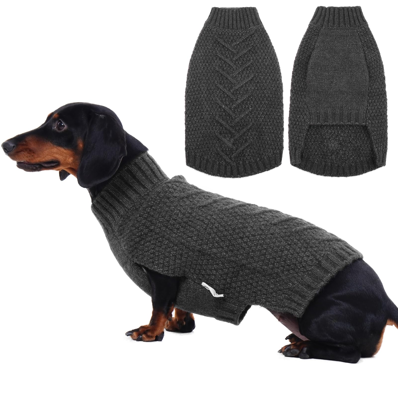 IECOii Thermal Knitted Dog Sweater Grey M