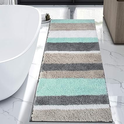 Hebe Extra Long Bath Rug Runner For Bathroom Extra Large Non Slip Microfiber Bathroom Mat Rug Runner Machine Washable Area Rugs 27 5 X55 Amazon Co Uk Home Kitchen