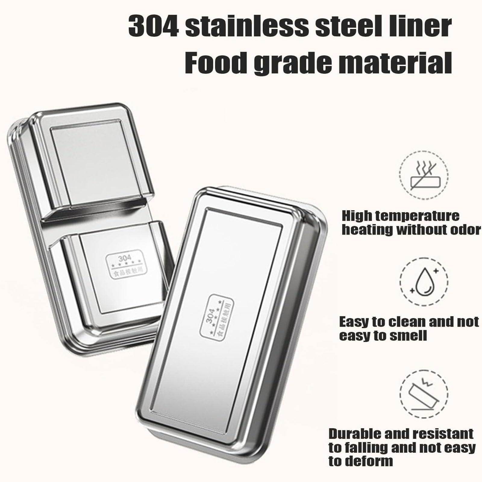 Lunch Box Elettrico, Bento Box Riscaldato A Tenuta Stagna per Adulti, Lunch Box Portatile con Isolamento A 3 Scomparti, Scaldavivande in Acciaio Inox per Casa E Ufficio, 300W, Bianco