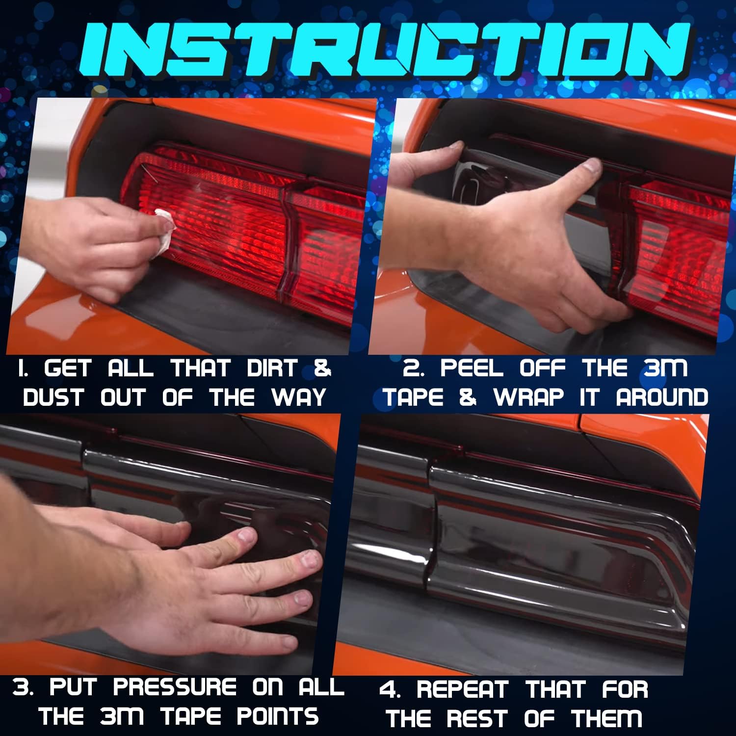 Camoo Smoked Tail Light Covers Rear Light Guards Trim Exterior Accessories for Dodge Challenger 2015-2023 (4Pcs)