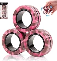 Vista 2 de Juego de 3 anillos magnéticos para ansiedad, anillos giratorios para adultos para terapia de alivio de ansiedad, rellenos de calcetines