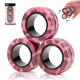 3PCS Magnetic Rings Fidget Toy Set,Adult Fidget Magnets Spinner Rings for Anxiety Relief Therapy, Stocking Stuffers for Adults Men Teens | Gift for Boys Girls Kids