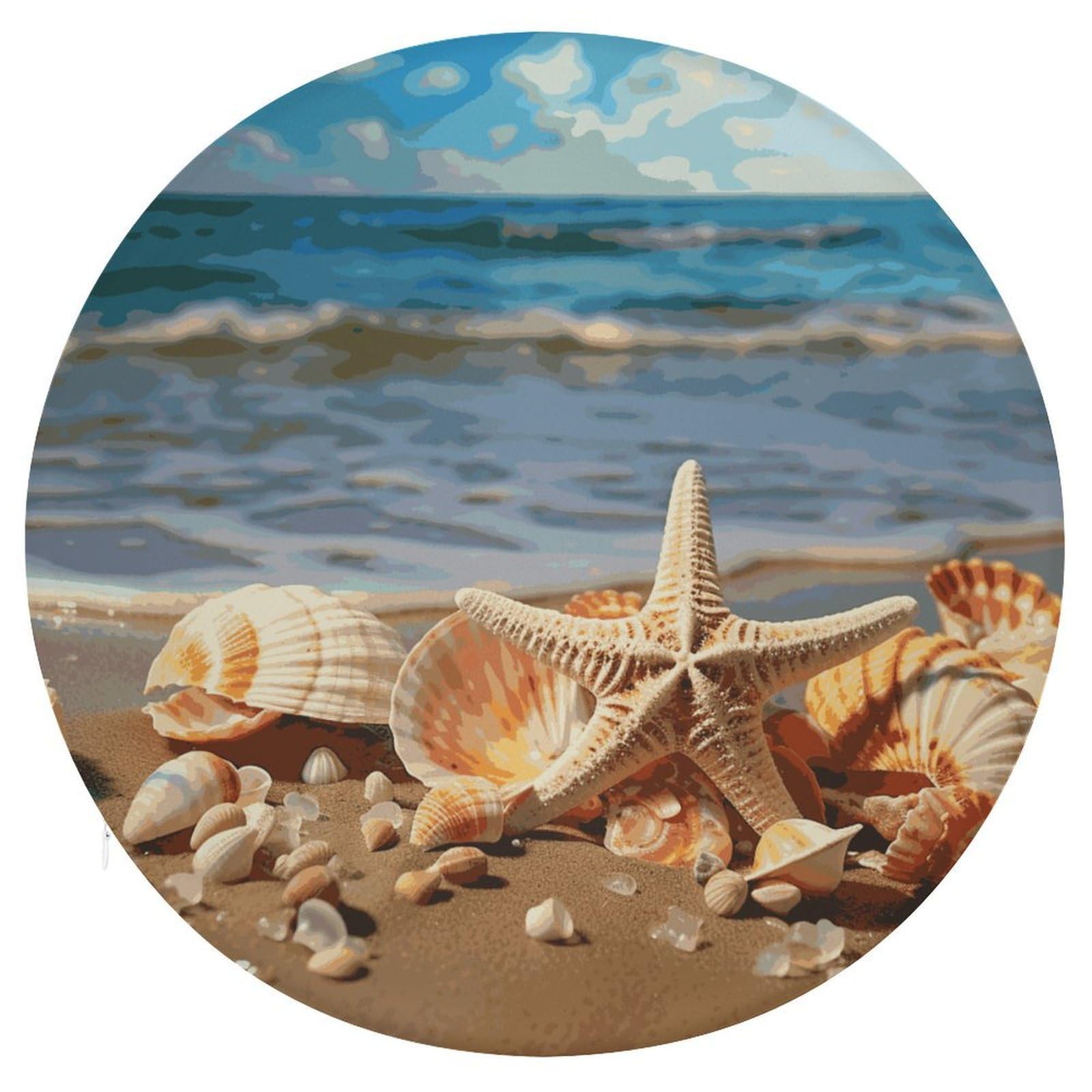 Adfgyerh Style Seashells On The Sandy Beach Cushion Memory Foam Pillow Core，Seat Cushion Detachable Design，Chair Cushions Suitable For All Seasons, And Can Be Used In Offices, Dining Rooms, Homes, And Other Setting