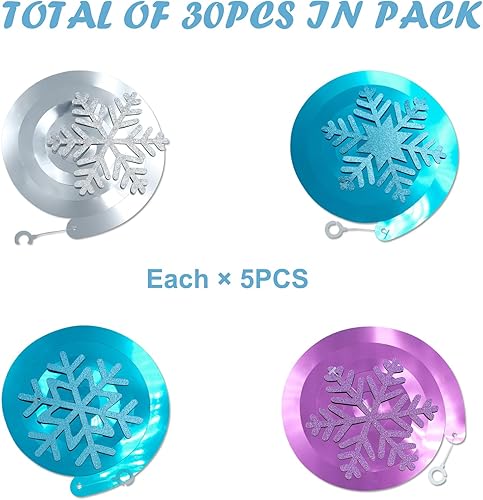 Miniatura 3 de Decoración de remolino colgante de copo de nieve de Navidad de 30 quilates, copos de nieve de invierno, fiesta de cumpleaños congelada, serpentina