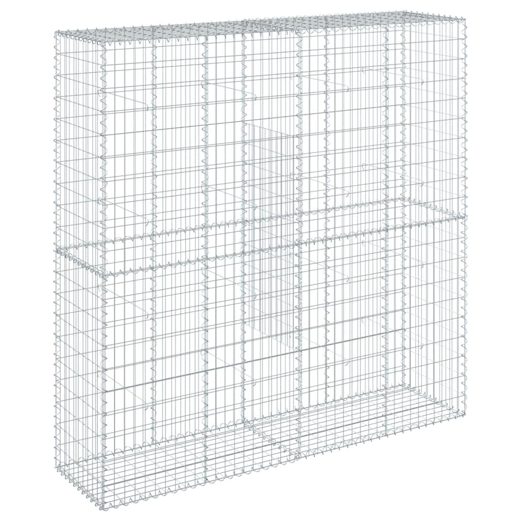 Gavión con tapa, 200 x 50 x 200 cm, hierro galvanizado, cesta de piedra para jardín y terraza con alto, resistente a la corrosión, versátil como protección visual, jardinera elevada