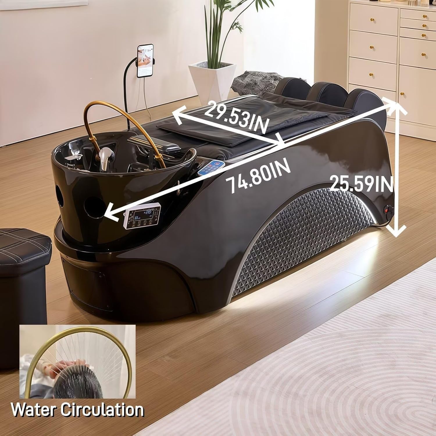 Profesjonalny stół do masażu Spa z szamponem, geometryczną teksturą zakrzywioną diodą LED, obiegiem wody, masażem pleców i nóg, wyposażenie spa do salonu piękności
