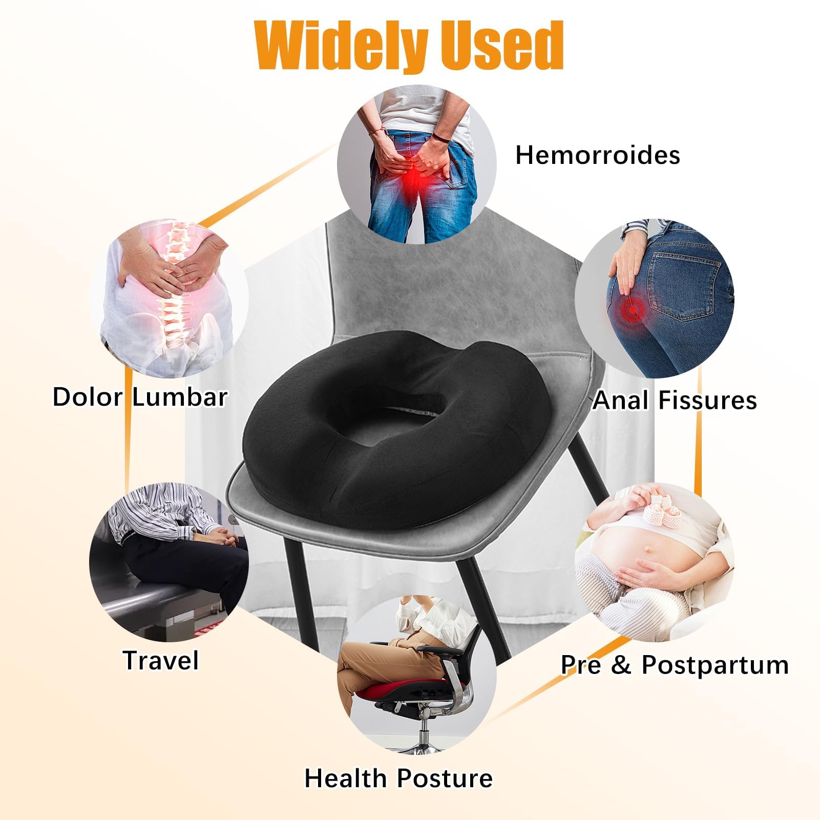 Donut-Kissen, Hämorrhoidenkissen, orthopädisches Donut-Ringkissen für Steißbeinschmerzen und Hämorrhoiden, Schmerzlinderung, Ischias, Hämorrhoiden, postpartale Schwangerschaft, für Büro und