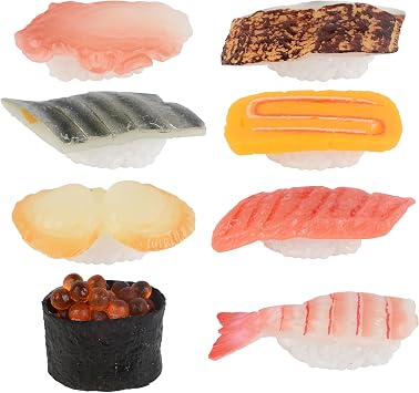 Fake Sushi 8Pcs Artificial Food Realistic Onigiri Dessert Simulation Sushi Model Food for Display Props Model Rice Roll Decoration