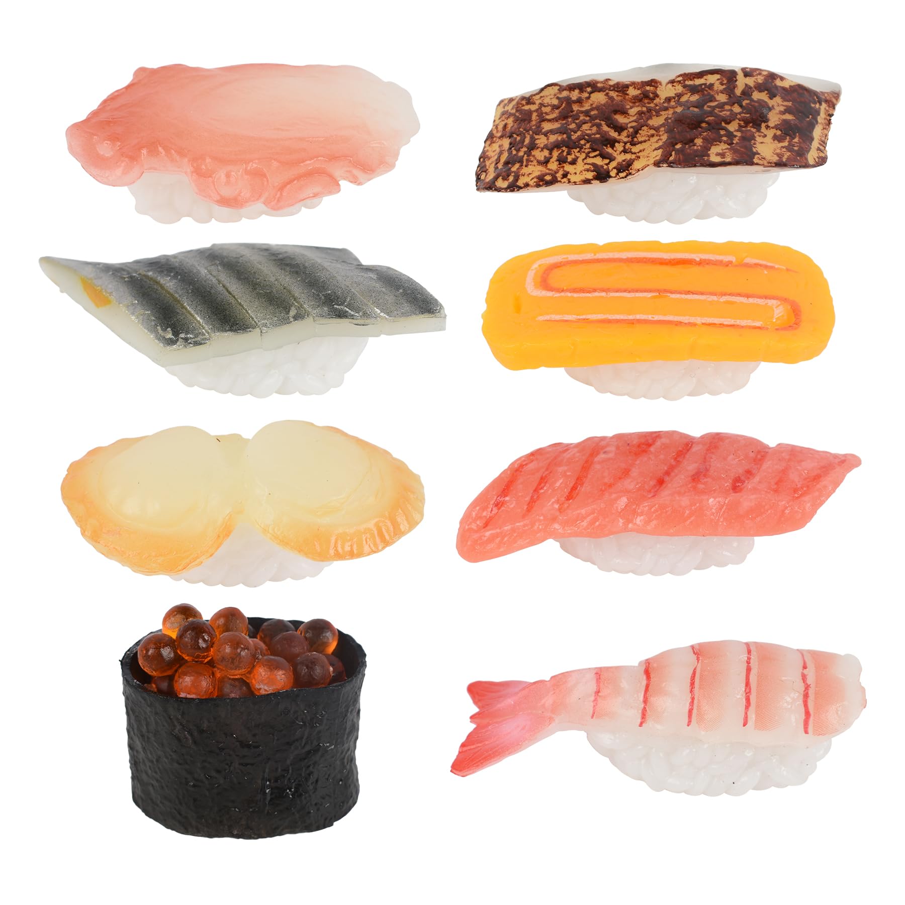 HUIANER Fake Sushi 8Pcs Artificial Food Realistic Onigiri Dessert Simulation Sushi Model Food for Display Props Model Rice Roll Decoration