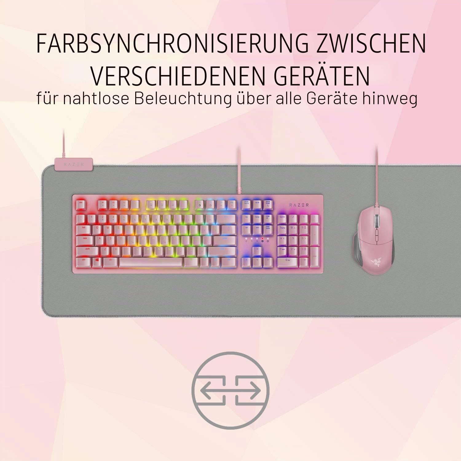 Razer Goliathus Extended Chroma Quartz - Extra große weiche XXL Gaming Maus-Matte mit RGB Beleuchtung (Kabelhalterung, Stoff-Oberfläche, Gesteppter Rand, Optimiert für alle Mäuse) Mercury Rosa