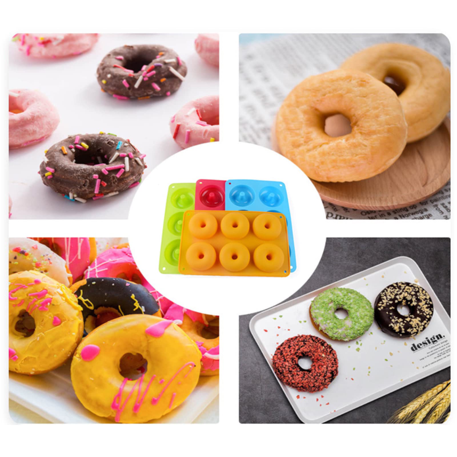 Antihaft Backblech Donut Form Für Zuhause Diy Silikon Bäckerei Backform Dekoration Antihaftbeschichtet Donut Werkzeuge Dessertform 4St Blau