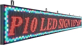 P10 Programmable LED Sign, 115"x14" Outdoor Digital Display Board with Custom Scrolling Text,Electronic Message Board for Business Advertising, Waterproof Marquee Ticker