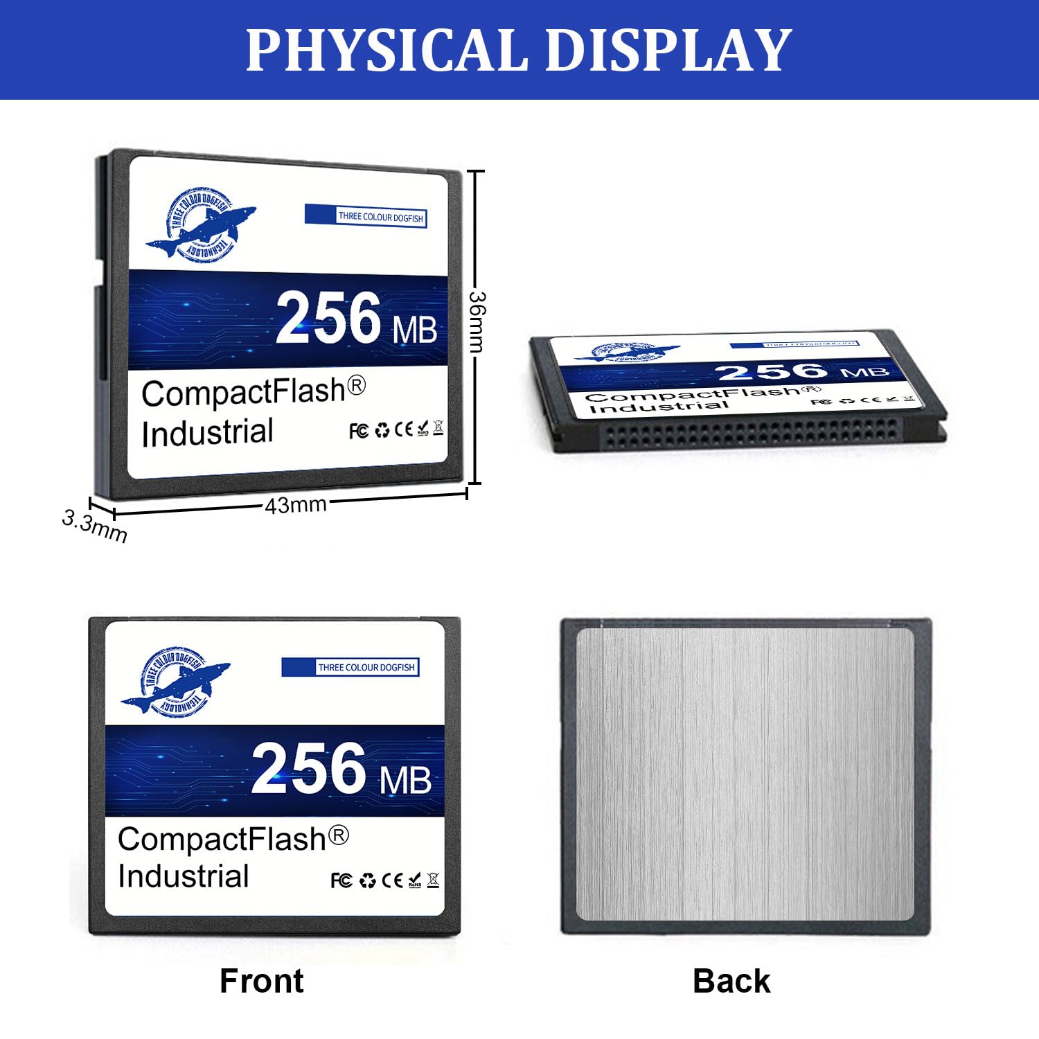 Dogfish Compact Flash karta pamięci 256 MB 10PAK, przemysłowa karta CF typu I, do urządzeń przemysłowych, maszyn CNC, systemów wbudowanych i starych kamer