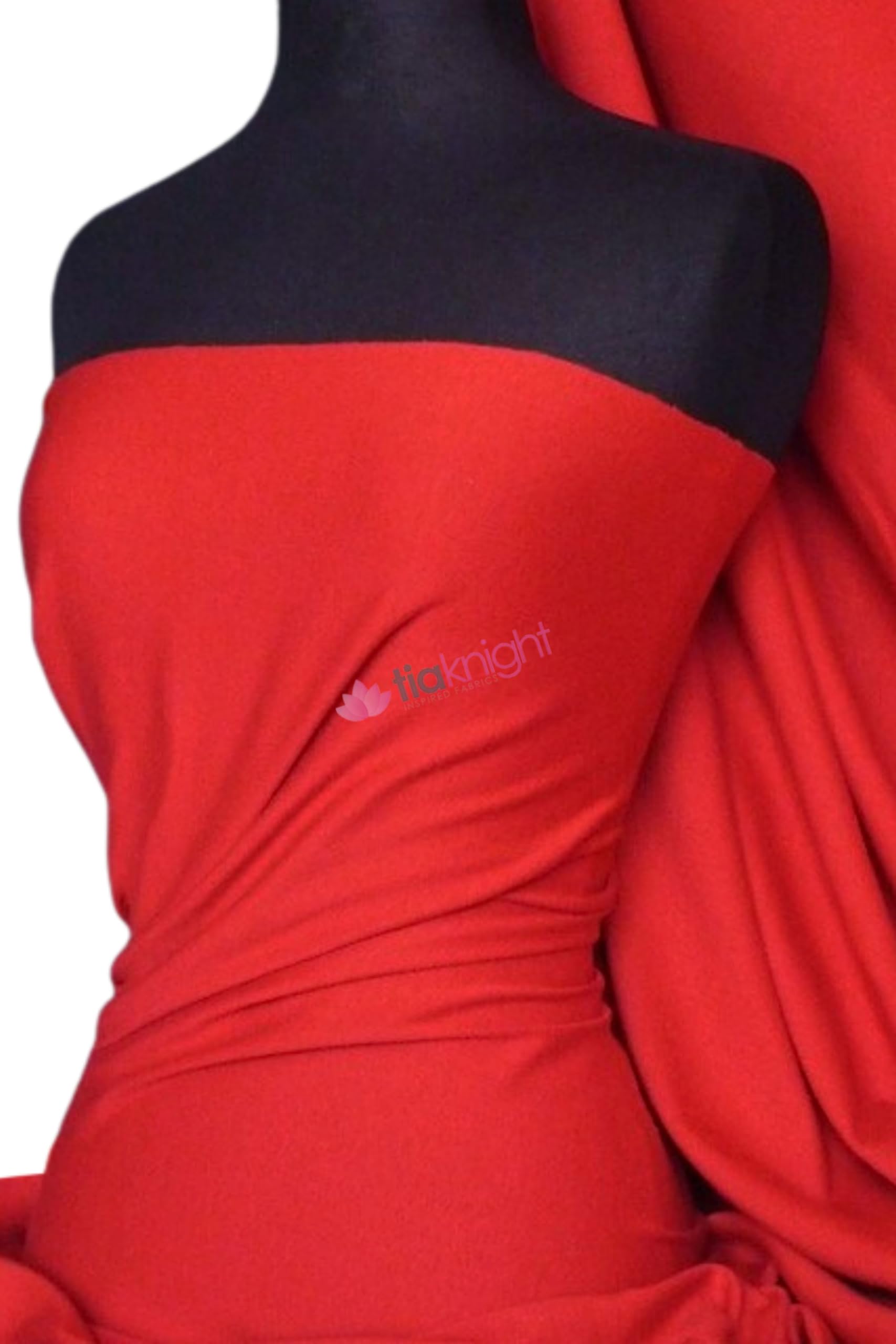 Soft Fine 1x1 Rib 100% Cotton Knit Jersey Fabric | Soft T-Shirt Material | Over 50 Colours | Oeko-Tex Certified | Same Day Dispatch | by Tia Knight (Q61) (Red)