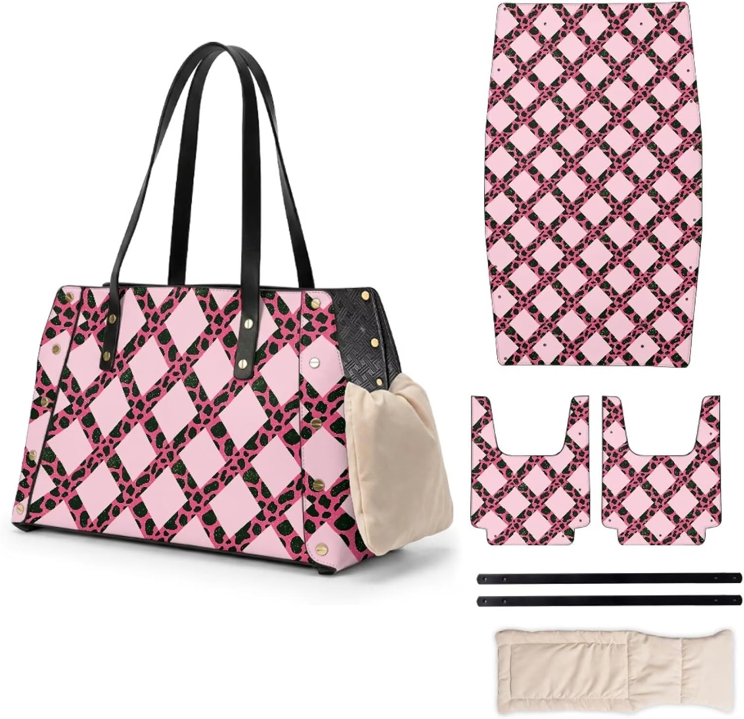 Geometry Dog Purse Carrier Lightweight Small Dog Carrier, PU Leather Dog Tote Bag with Large Pockets for Small Cats Outdoor Use