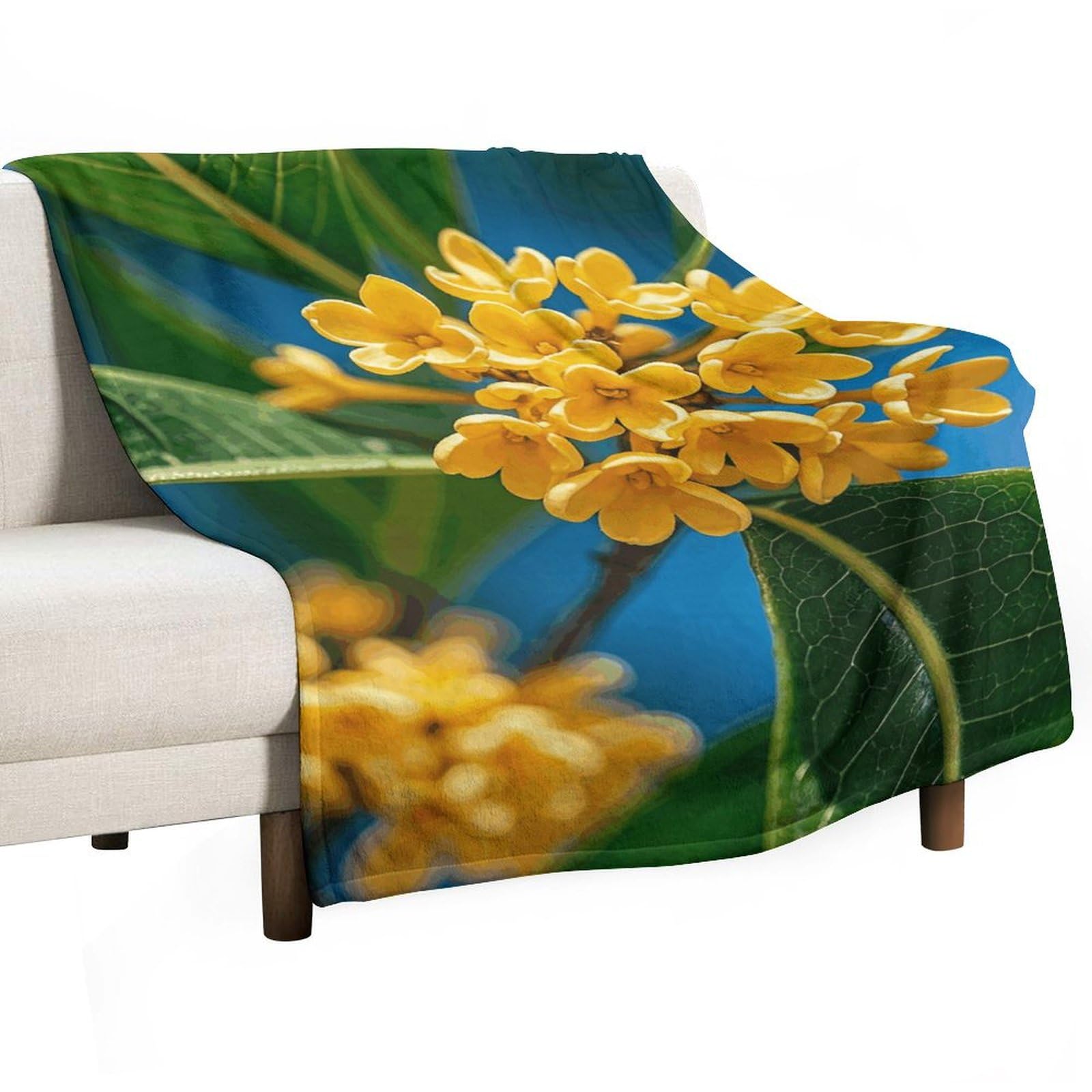 Couverture en molleton jaune osmanthus 127x178 cm pour lit et canapé