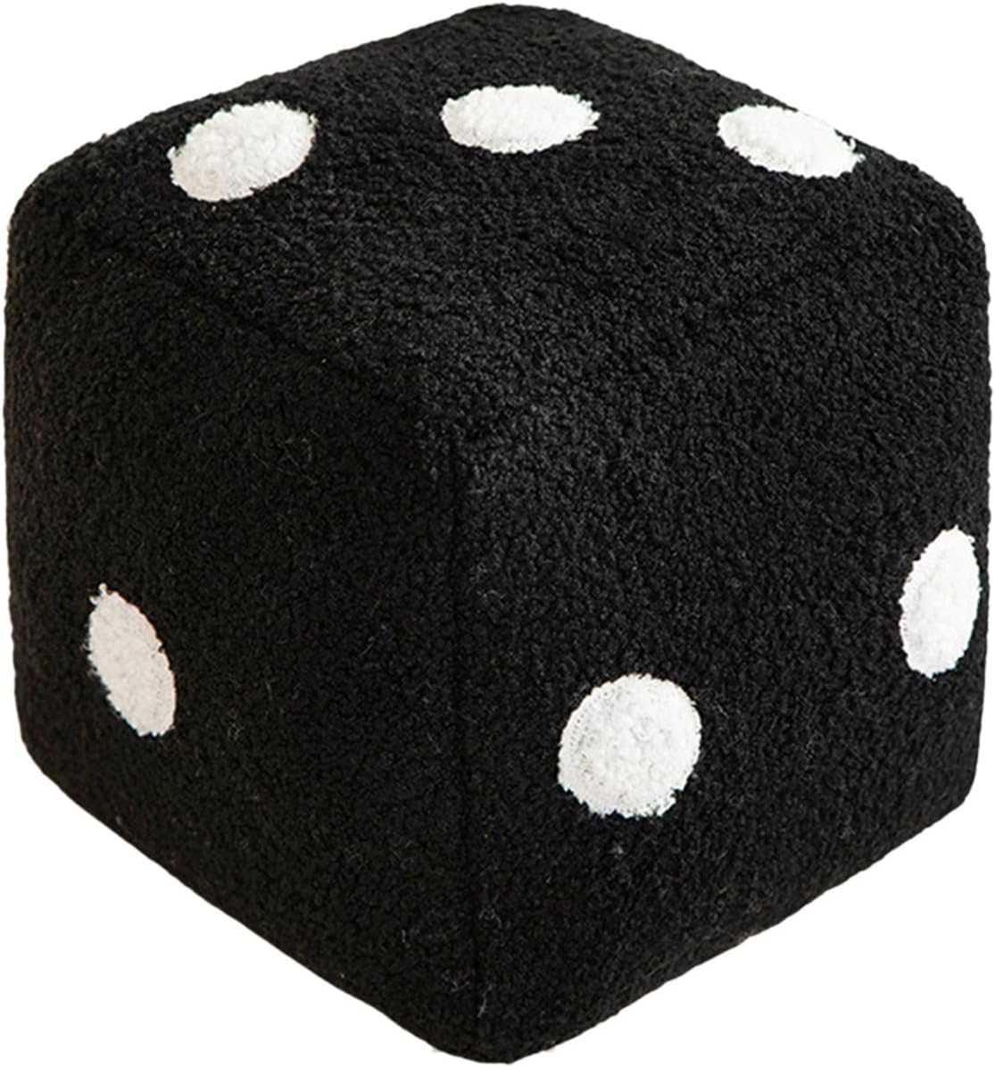 Dice Plush Pillow, Creative Funny Simulation Dice Plush Pillow, Dice Cubic Throw Pillow Dice, Plush Pendant Stuffed Soft Sofa Back Cushion for Couch Bedroom Living Room Car Decor (Black)