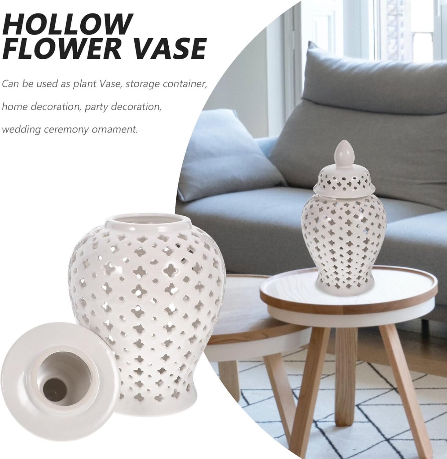 BESTonZON Ceramic Hollow Flower Vase for Wedding Decor Elegant Decorative Jar for Dried Flowers Accent for Centerpieces and Garden Use