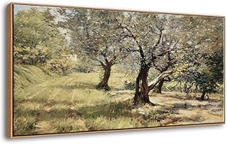 DJSYLIFE Framed Wall Art Home Decor - Vintage Artwork Olive Grove Oil Painting Canvas Prints Rustic Nature Trees Landscape Pictures Country Farmhouse Wall Decor Bedroom Living Room Decorations 20"x40"