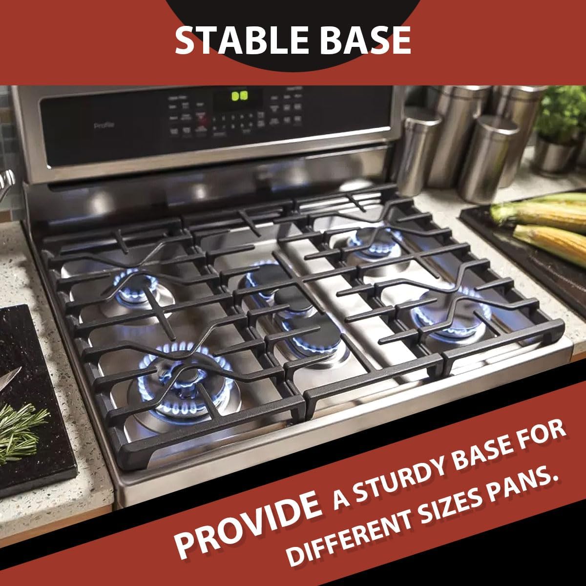 Premium WB31X27150 Cast Iron Gas Stove Burner Grate Replacement for GE Range Surface Stove Top Burner Center Grate Parts JXGRATE1 19.2"x9" WB31X24737 General Electric Stove Parts Cooktop Grate Rack