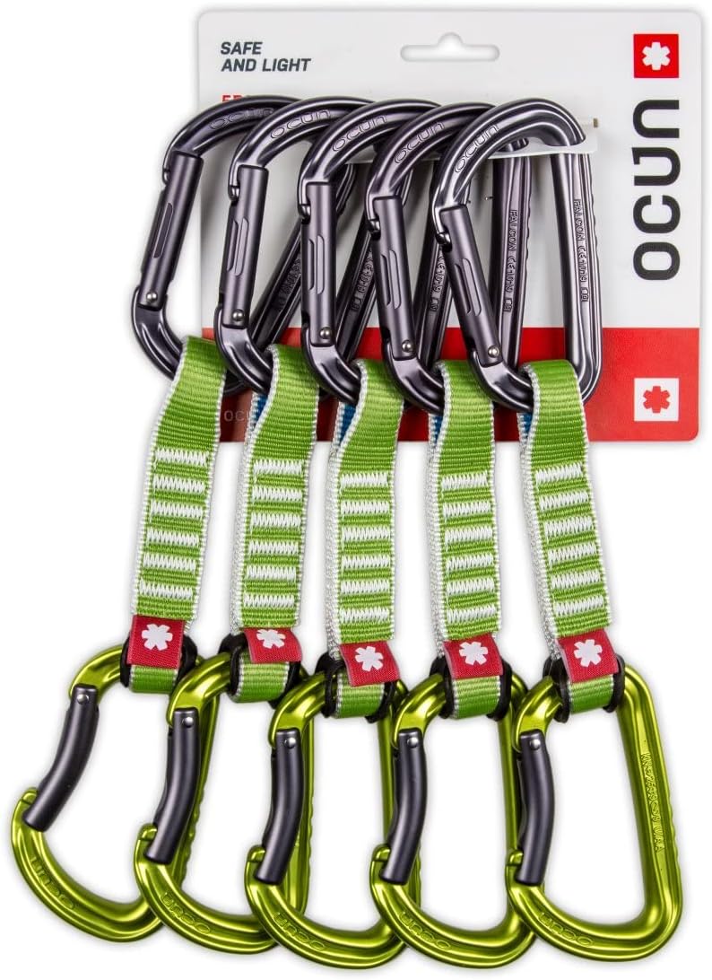 Ocun Falcon Quickdraw Zoom PA 15/22 Straight Carabiner 5-Pack for Rock Climbing
