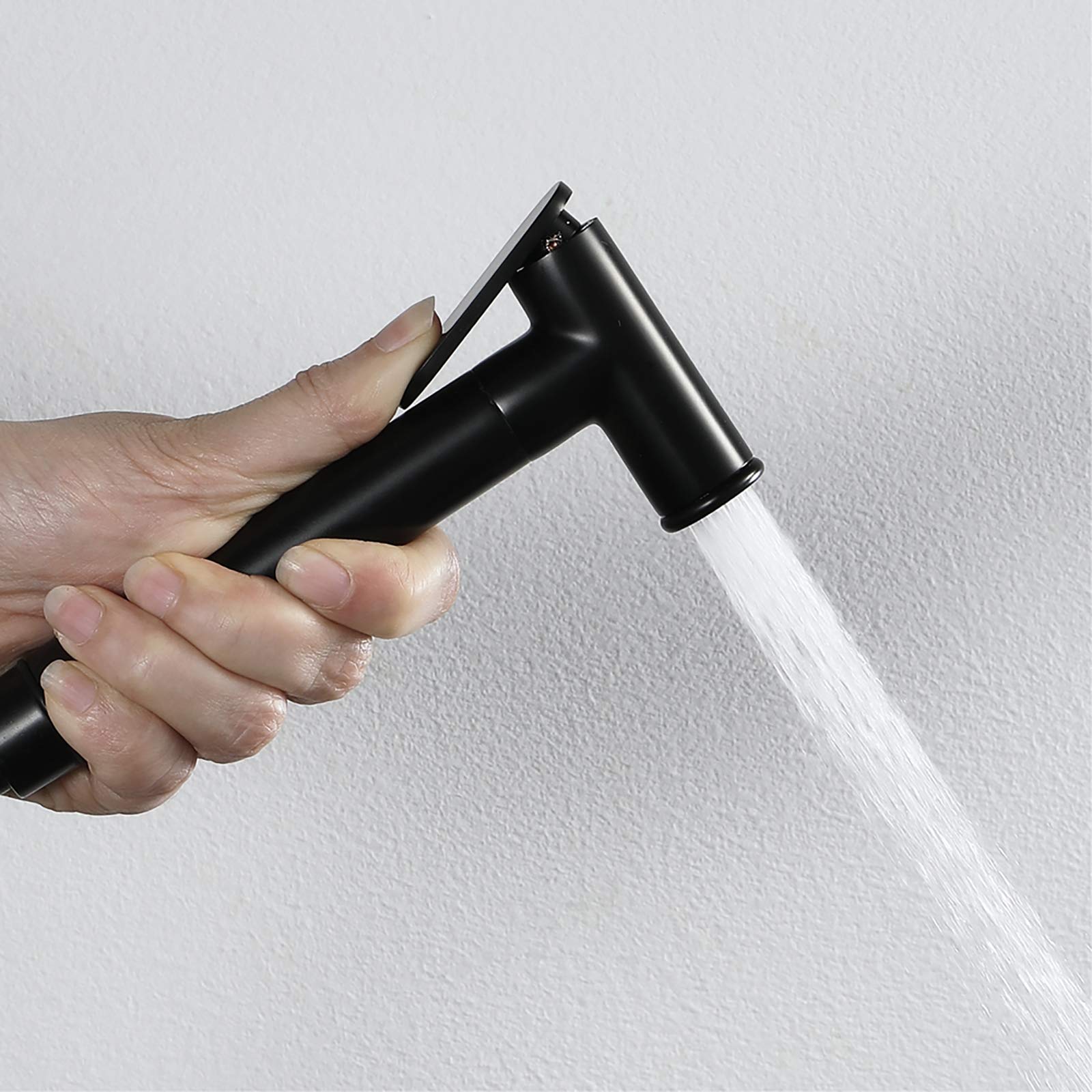FFOCCO Pulvérisateur de Bidet à Main for Toilettes, pulvérisateur de Couches en Tissu Portable Noir en Laiton avec Tuyau de Douche et Support for hygiène personnelle