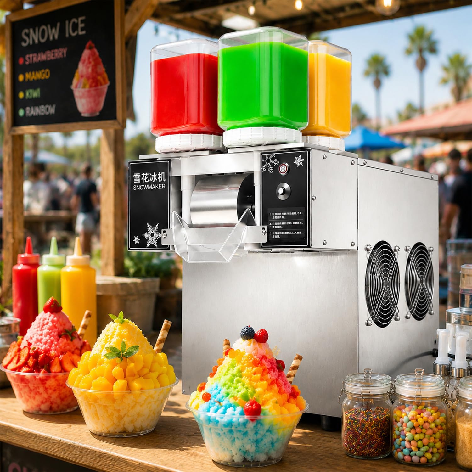 Snow Ice Machine, 750w Commercial Snow Cone Machine, Flake Ice Maker