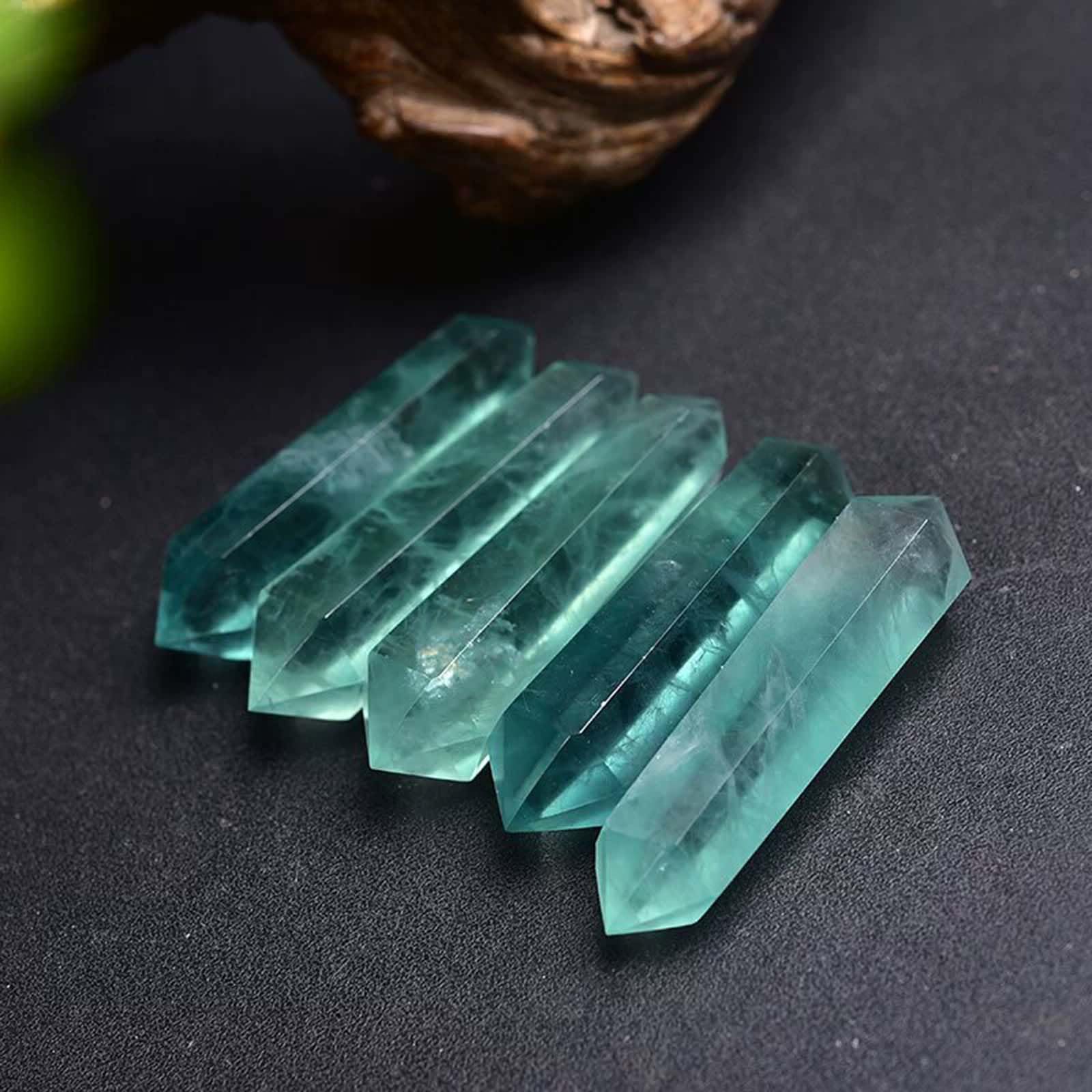 Varita de Cristales de fluorita Verde Natural y Piedras curativas