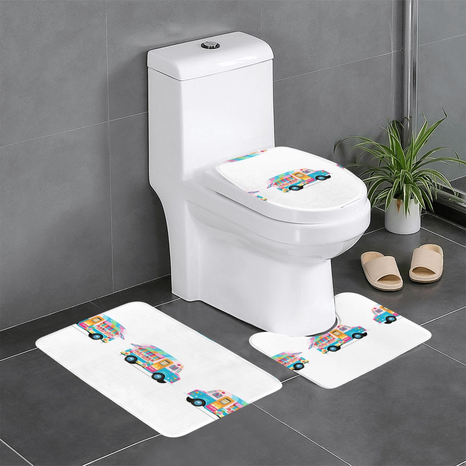 Tapis de bain antidérapants WHJDPP lot de 3 pour toilettes